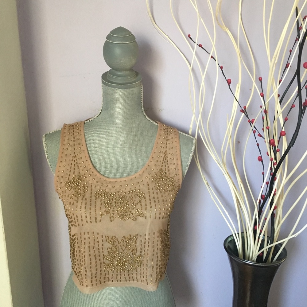 Forever 21 Sheer Beaded Crop Top